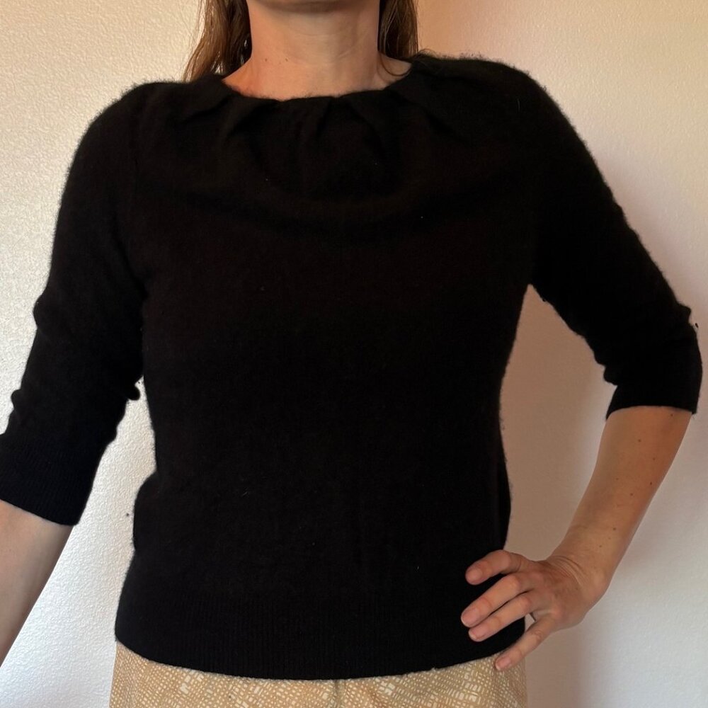 Magaschoni 100% Cashmere Short Sleeve Sweater M Black
